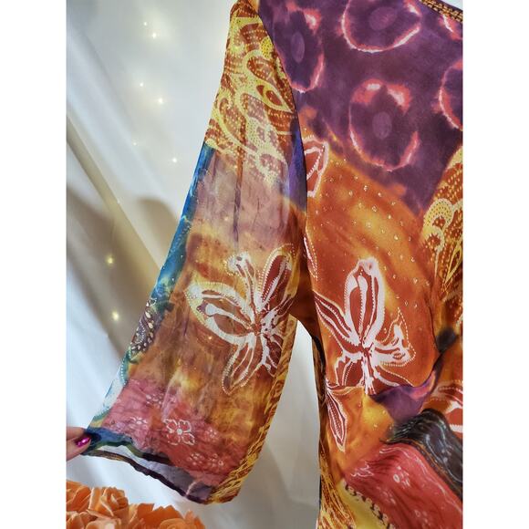Vtg Avenue 100% Silk Embellished Sequin Tunic Blouse Plus Size 22/24 Boho Artsy - Picture 6 of 12